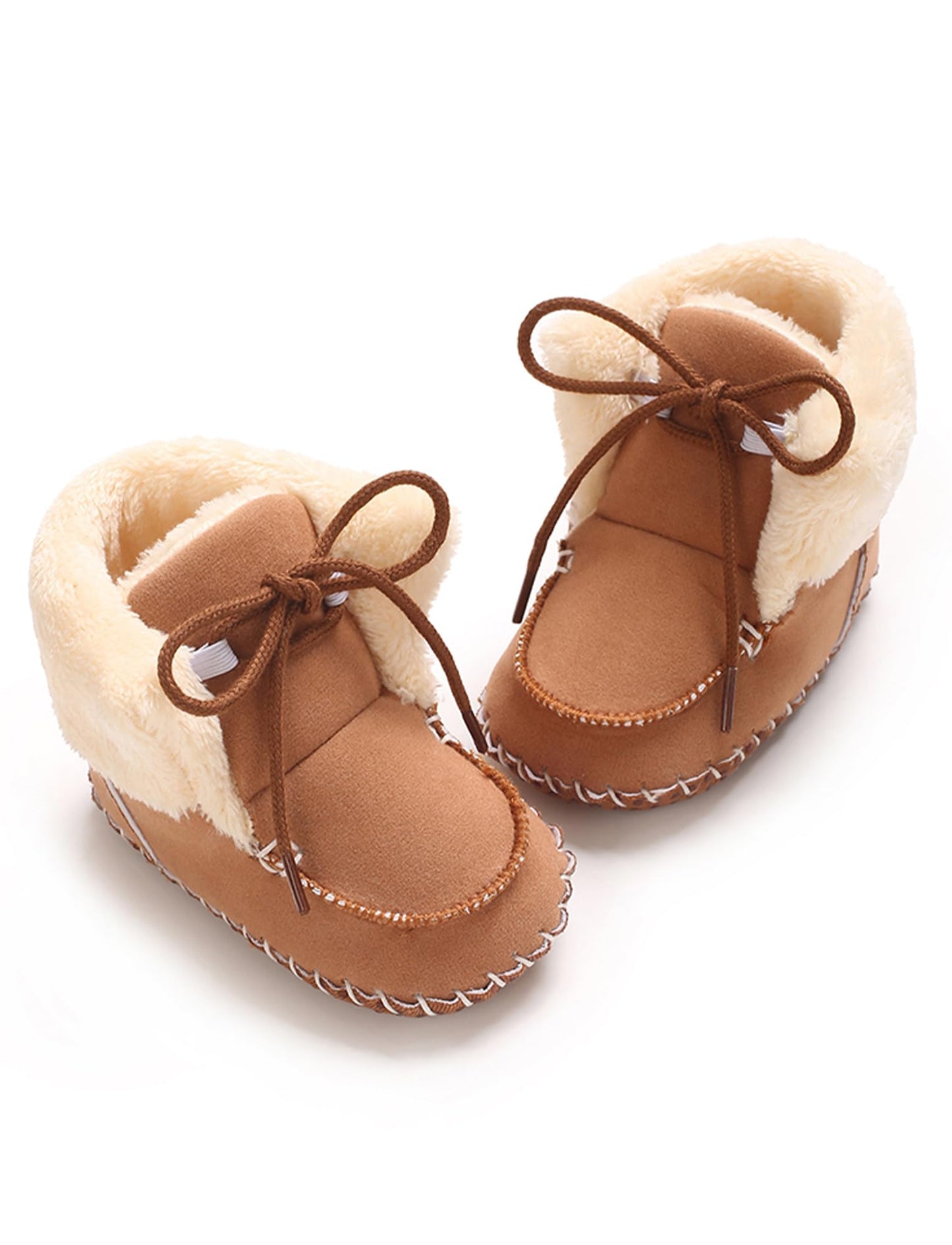 Adigau Baby Boys Girls Winter Boots Soft Sole Warm Boots Lace Flat Prewalker Snow Boots 0-18 Months
