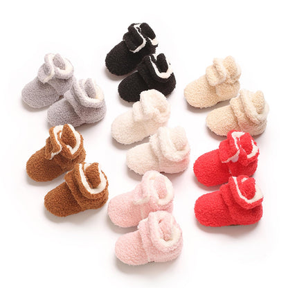 TMEOG Baby Winter Shoes Thermal Baby Shoes Crawling Shoes Fleece Baby Boots Non-Slip Warm Booties Baby Boots Lined Newborn Walk Shoes for Girls Boys 0-18 Months