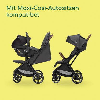 Bebeconfort Indra Stroller, 0-4 Years (22 kg), Quick Automatic Folding Pushchair, Integral Suspension, Small Folding, Flat Reclining Position, Car Seat Compatible, Mineral Graphite