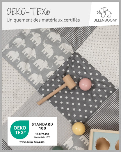ULLENBOOM Krabbeldecke für Baby 80x80 cm, Outdoor-geeignet, 100% OEKO-TEX Materialien, Made in EU, Weich gepolstert, Eukalyptus - ideal als Spieldecke Baby - Meloni2