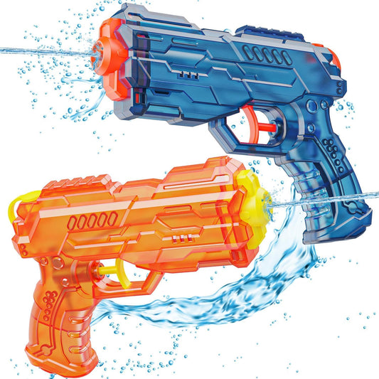 Wasserpistolen 2er-Set Wasserspritzpistole, Spritzpistole, Wasserpistole für Kinder, große Reichweite, Wasserpistole für Kinder, Erwachsene, Sommer, Außenpool und Strandspielzeug (Blau + Orange)