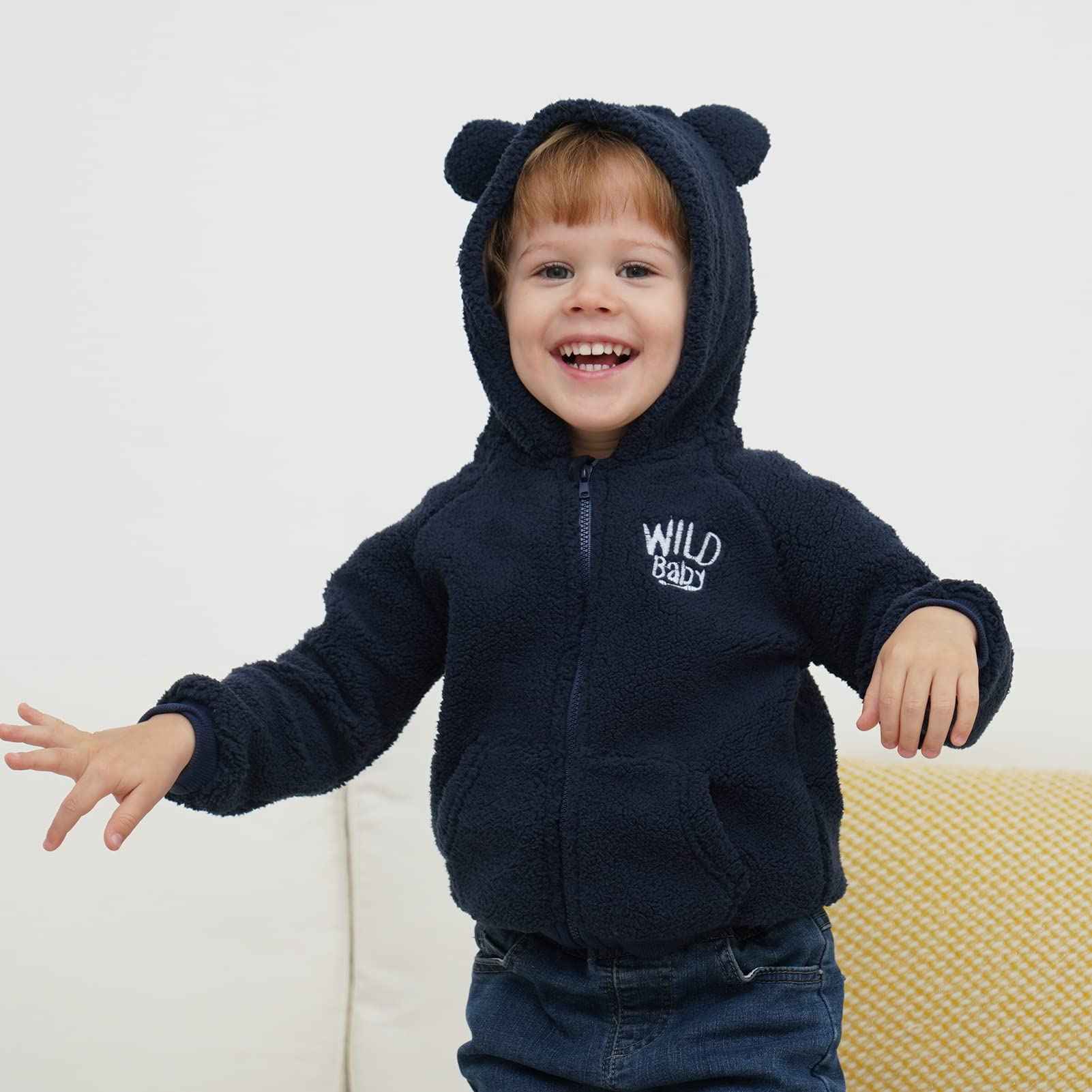 Gajaous Newborn Baby Girls Boys Fleece Hooded Jacket Zip Bear Coat Warm Winter Outwear