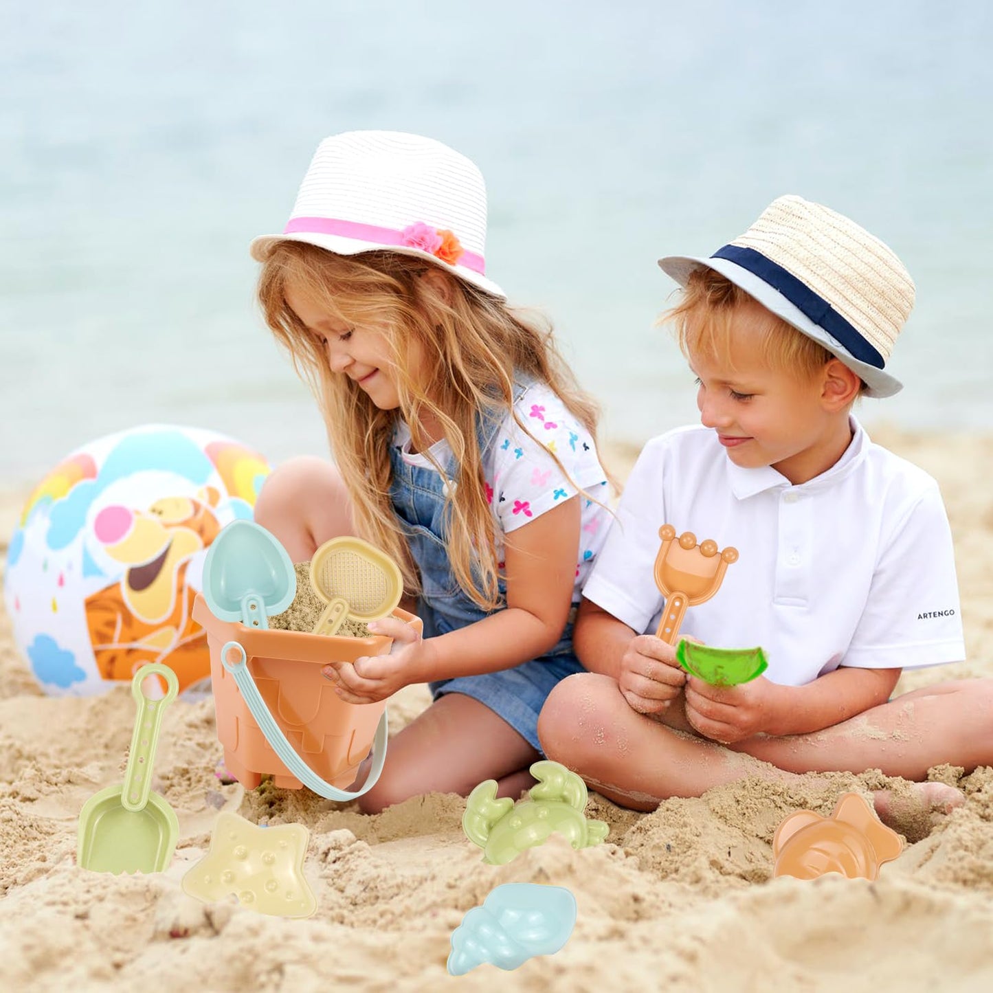ZUZGO Sandspielzeug Set Sandkasten Spielzeug Strandspielzeug für Jungen Mädchen Kinder (A)