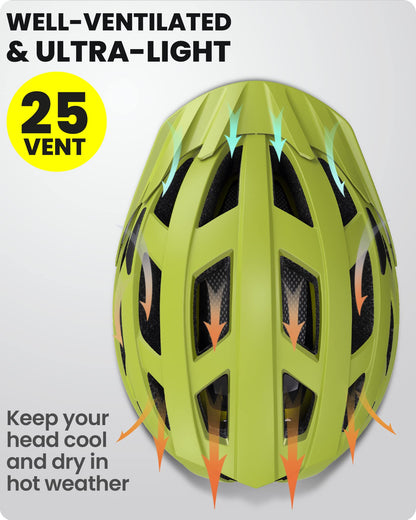OutdoorMaster MIPS Bike Helmet - Two removable inner linings &amp; ventilation in multi-environment - Bike helmet in mountain, highway for youth &amp; adults 