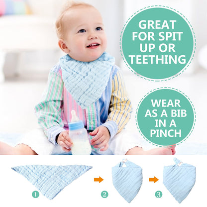 Koo-dib Baby Musselin Waschlappen Tuch Mullwindeln Spucktücher -Handtücher Weiche Neugeborene Gesichtstücher Saugfähig Junge Mädchen Sabberlätzchen 10 Stück 25x25 cm lätzchen