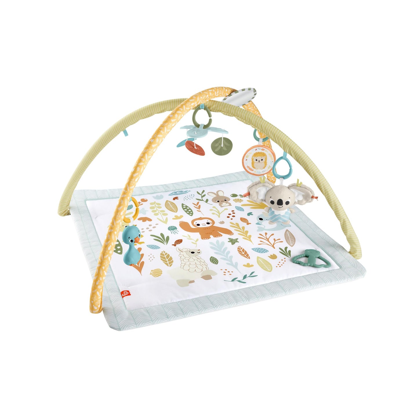 Fisher-Price Animal Friends Contrast Play Mat, Play Arch, with Music and Light, Crawling Mat for Baby, for Tummy Time Play, Baby Equipment, from Birth, HPF39 