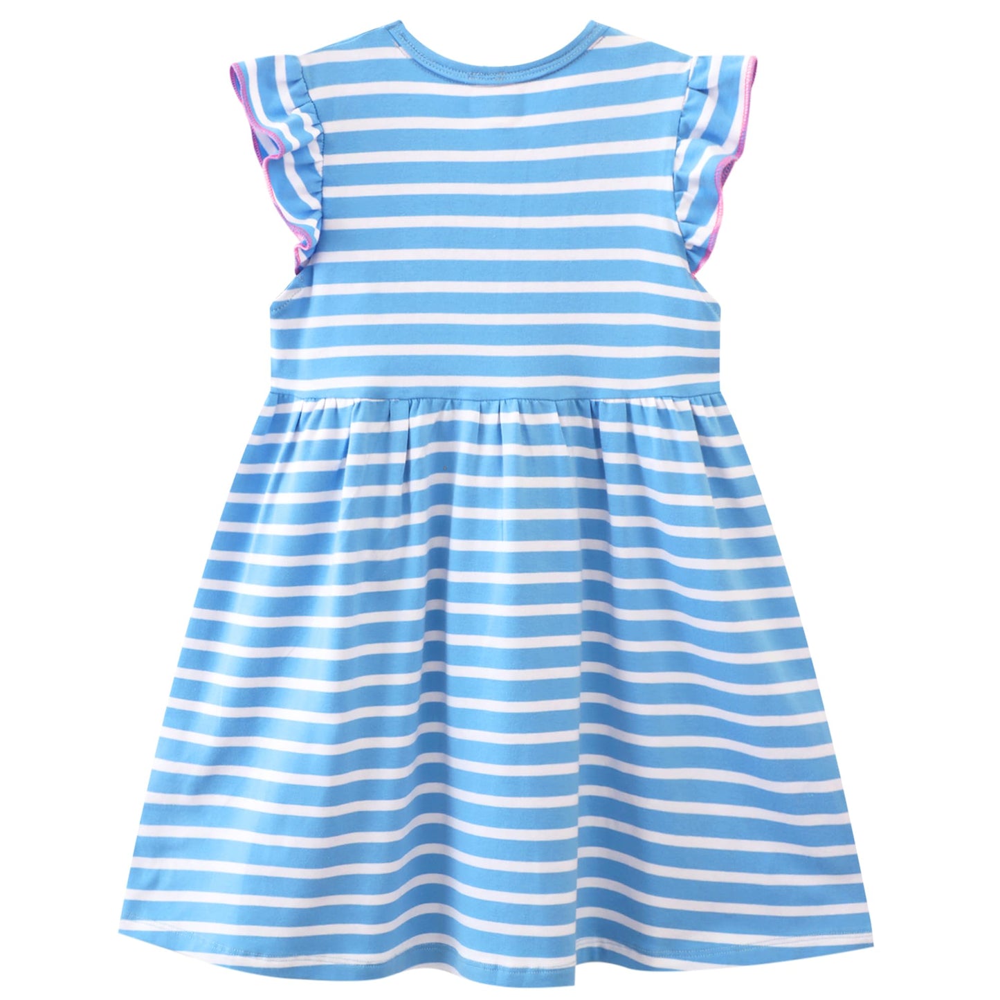 FILOWA Kleider für Mädchen Kinder Einhorn Blumen Stickerei Herz Druck Tier Sommerkleid Cartoon Kinderkleider Embroider Baumwolle Mädchenkleid Lange/Ärmellos Lässige Geburtstag Kinderkleidung,Gr.92-128