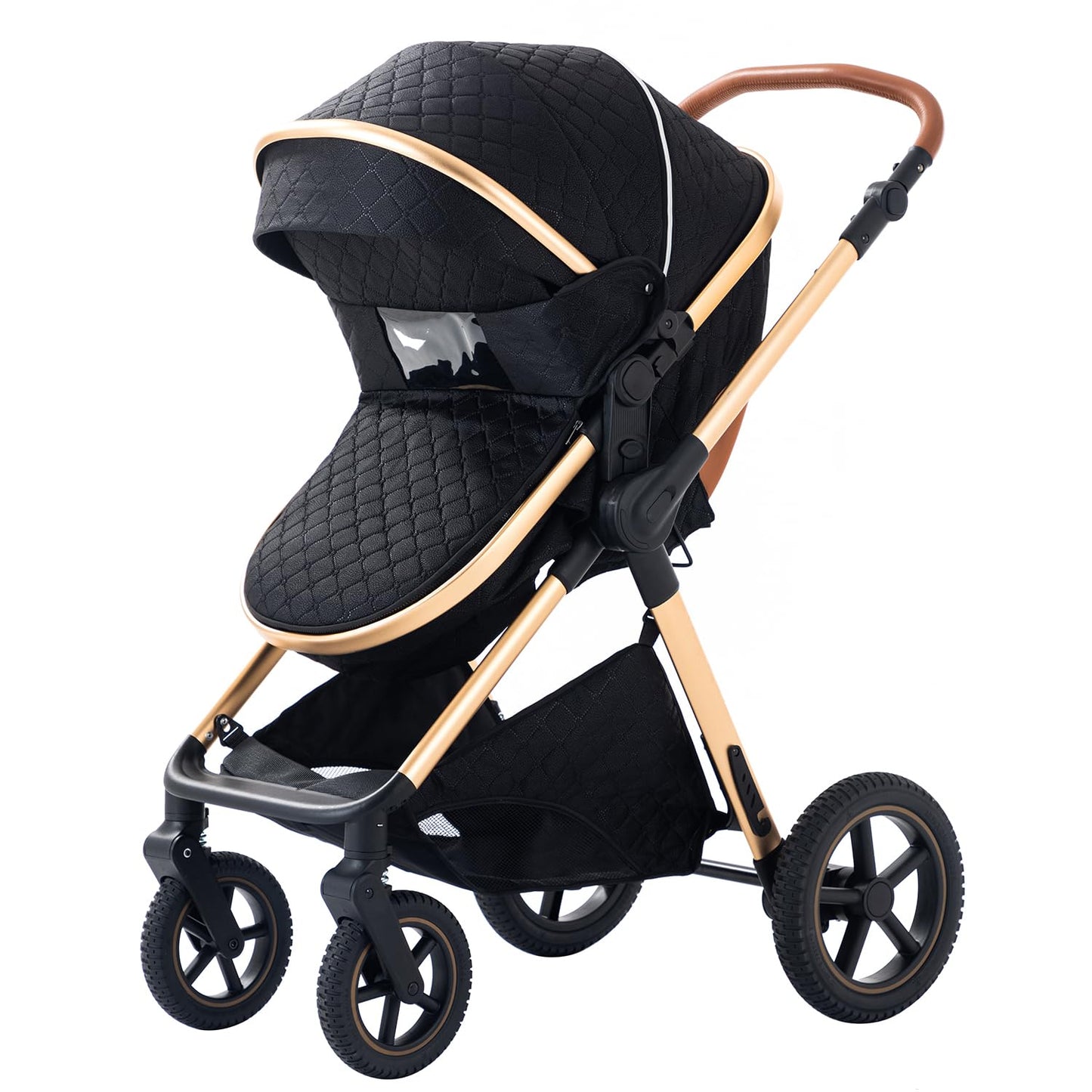 BEBBY 3-in-1 Kinderwagen KombiKinderwagen-Set 2-in-1 Buggy faltbar Luxus Hochlandschaft Neugeborenes Tragbarer Kinderwagen Zusammenklappbarer Kinderwagen Kinderwagen Travel System (D2-DEEPGREY)
