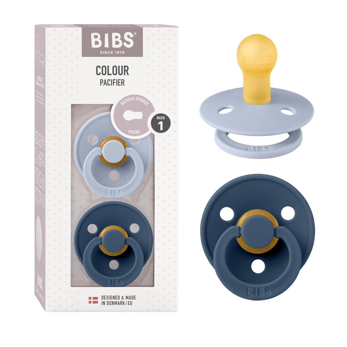 BIBS Colour Schnuller 2er-Pack, BPA-frei, Kirschform Nippel. Naturkautschuk/Latex, Hergestellt in Dänemark. Größe 2 | 6+ Monate | 2-Pack, Coral/Ruby