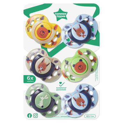 Tommee Tippee Fun Style Beruhigungssauger, Symmetrische Kiefergerechte Form, BPA-freies Silikon, 18-36M, 6er-Set