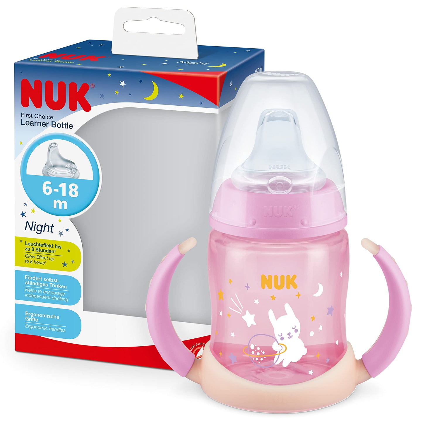 NUK First Choice+ Trinklernflasche | 6–18 Monate | 150 ml | Temperature Control Anzeige | Anti-Colic-Ventil | auslaufsichere Trinkschnabel | Ergonomische Griffe | BPA-frei | Disney Winnie Puuh blau - Meloni2