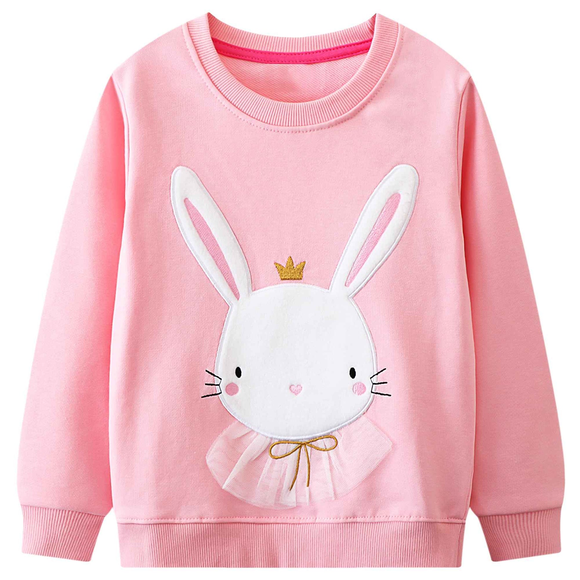 Baogaier Sweatshirt Mädchen Pullover Baumwolle Leichtgewicht Casual Sport Langarmshirt Pailletten Pelzig Tierdruck Kinder Kleidung Langarm Rundhalsausschnitt Tops 2-7 Jahre, Gr.92-122