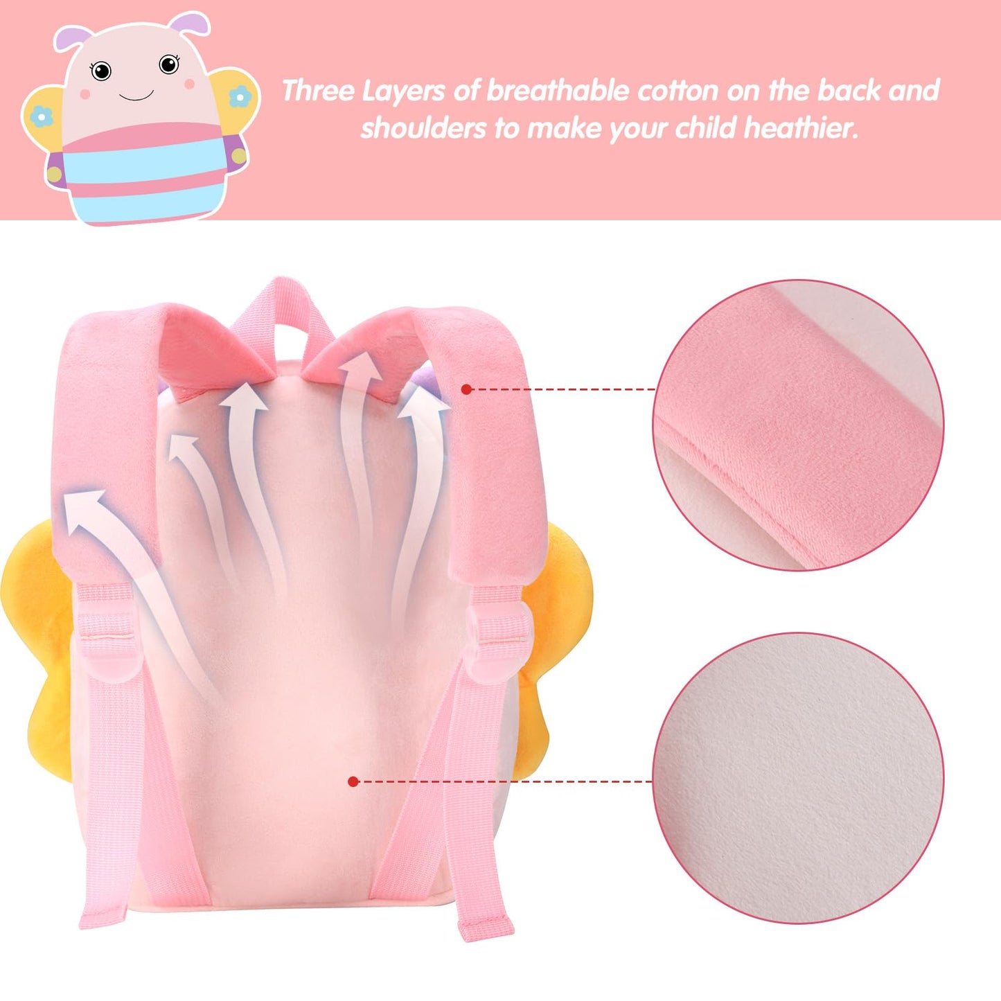 Kinderrucksack Kinder Mini Schulrucksack Tiere Kindergartentasche fur Jungen Madchen Kleinkind (Rosa Kuh)