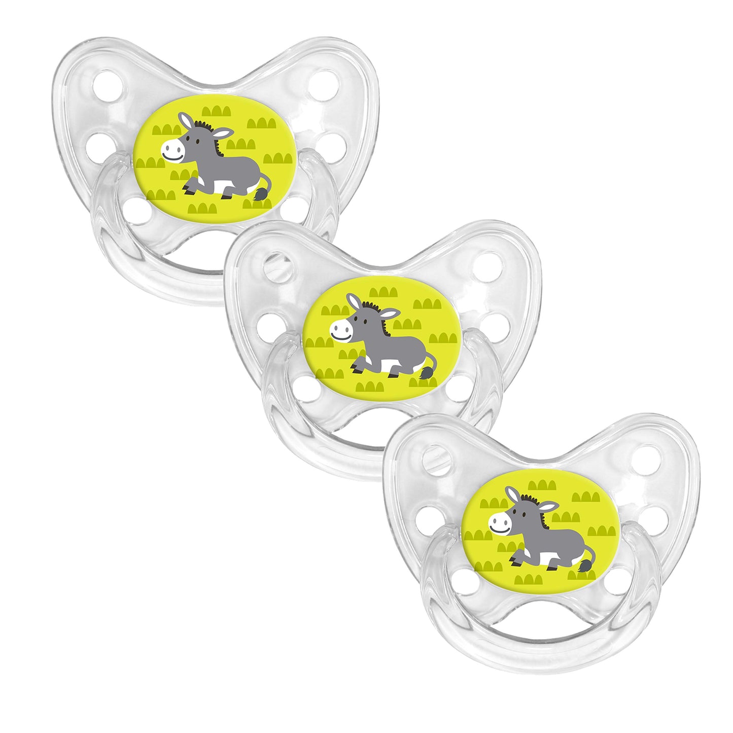 dentistar Silikon Schnuller 3er-Set - Größe 3, ab 14 Monate - Zahn- & kieferfreundlicher Nuckel mit Dental-Stufe – BPA-frei – Made in Germany - Egal Motiv, Weiß