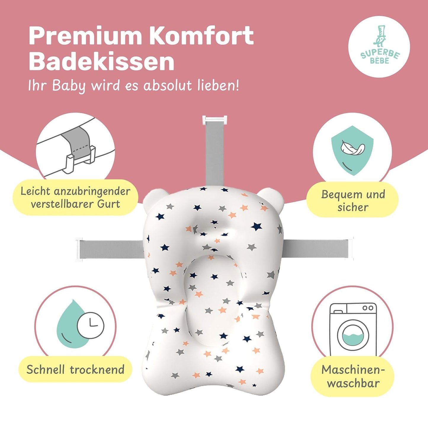 Faltbar Baby Badewanne Mit Rutschfestem Badewannensitz - Babywanne Xxl Mit Badethermometer - Von Der Geburt Bis 3 Jahre - Baby Bathtub - Babygeschenk - Geburtsgeschenke Für Mädchen & Jungen