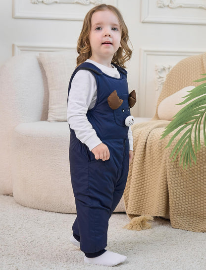 FEOYA Baby snowsuit winter stitch girls winter jacket fleece cute. Children's clothing sleeveless fashion boys romper lined round neck collar warm with zip black 9 months - 4 years