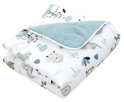TupTam Krabbeldecke für Baby 120x120 cm - Gepolsterte Spieldecke Baby Baumwolle, XXL, OEKO-TEX, Weich & Hautfreundlich, Farbe: Wald/Beige - Meloni2