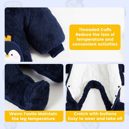 JiAmy Baby Winter Snowsuit, Toddler Girls Boys Warm Fleece Jumpsuit Fleece Romper Girls Boys Long Sleeve Jumpsuit 0-12 Months