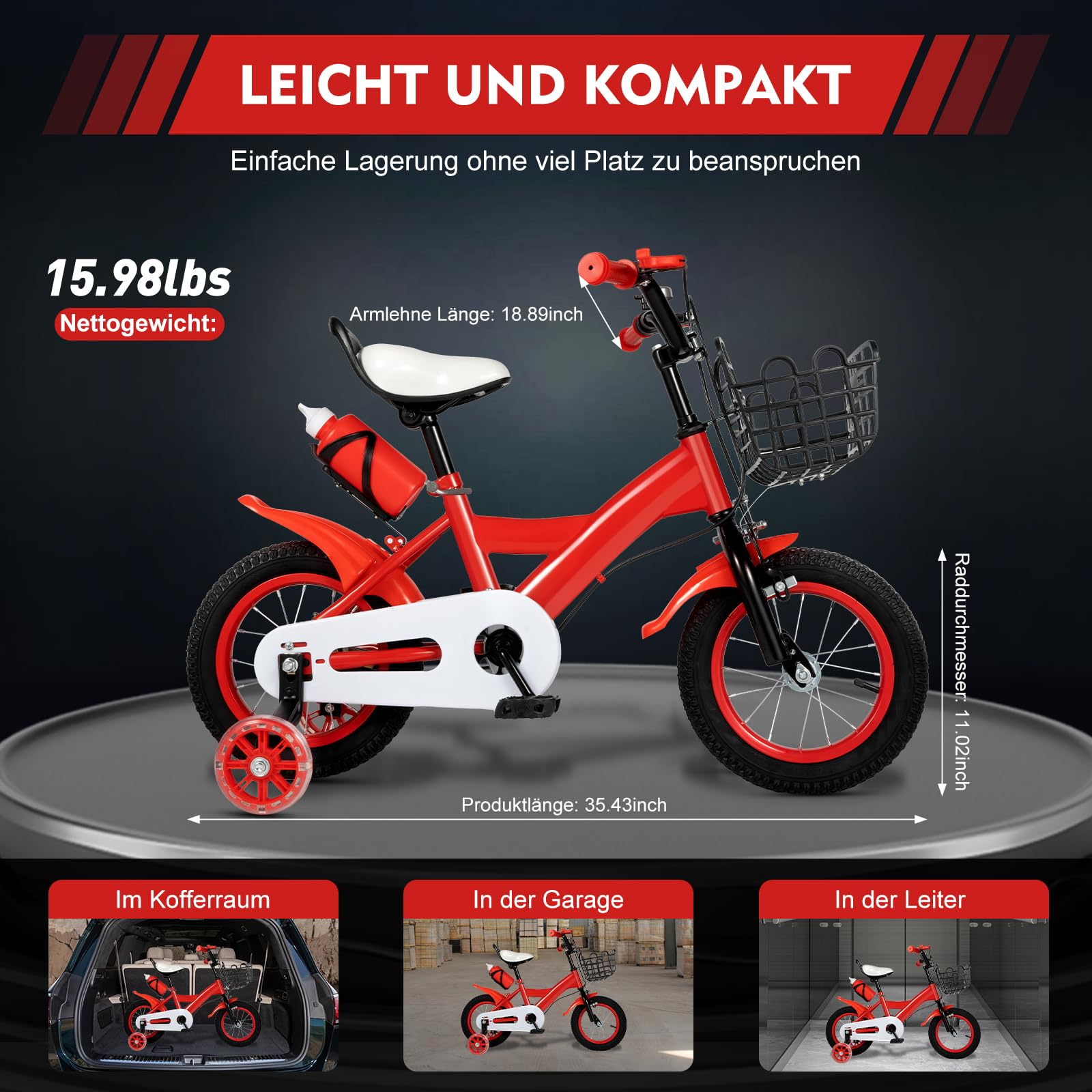 LKHDONG Kinderfahrrad 12 Zoll, Kinderrad für ab 2-4 Jahre, Tretfahrrad mit Stützräder und Korb, Kinder Fahrrad Mädchen Jungen, Fahrrad Kinder Höhenverstellbares - Meloni2