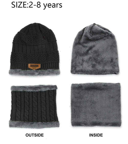 K.tchard Children’s Winter Hat, Beanie Hat with Scarf Set, Slouchy Knitted Hat, Warm Knitted, Skull Cap, Fleece Lining Hat 2–8 Years