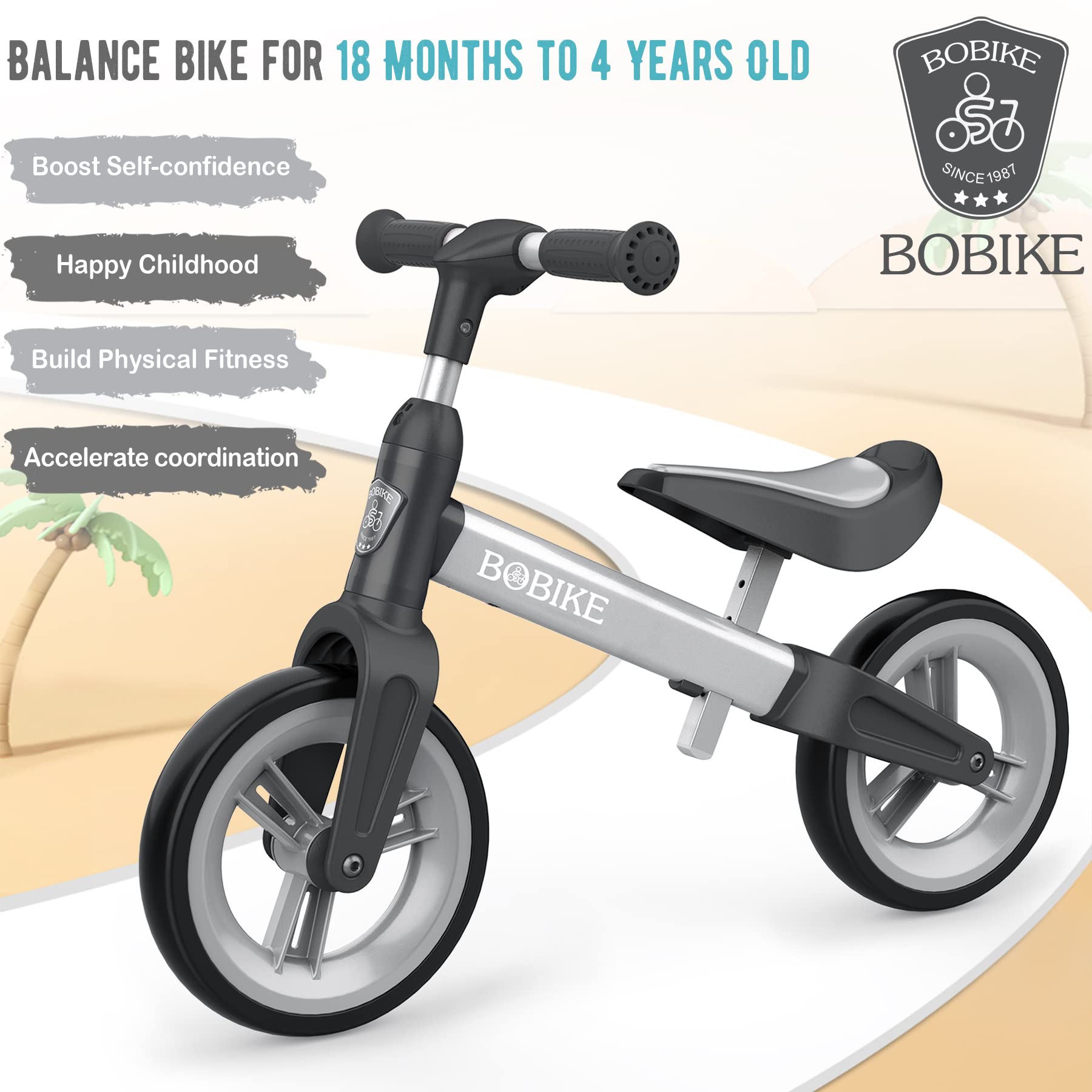 MHCYLION Laufrad ab 1.5-4 Jahre bis zu 25 kg, Lenkrad und Sattel höhenverstellbar, Lenkradschloss, Ultraleicht Kinderlaufrad Balance Fahrrad für Jungen Mädchen - Meloni2