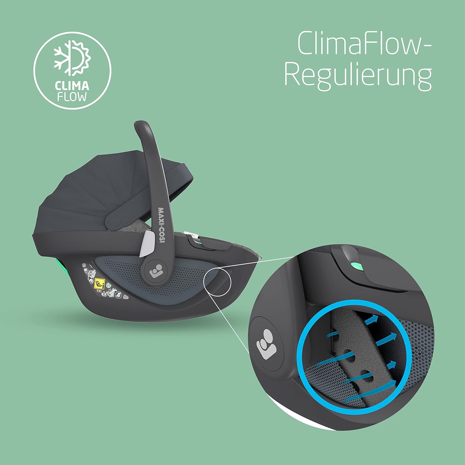 Maxi-Cosi Pebble 360 i-Size Babyschale Drehbar, Neugeborenen Autositz 360 Grad, 0–15 Monate (40–83 cm), Drehung mit einer, ClimaFlow, Easy-In-Gurt, G-CELL Seitenaufprallschutz, Select Grey - Meloni2