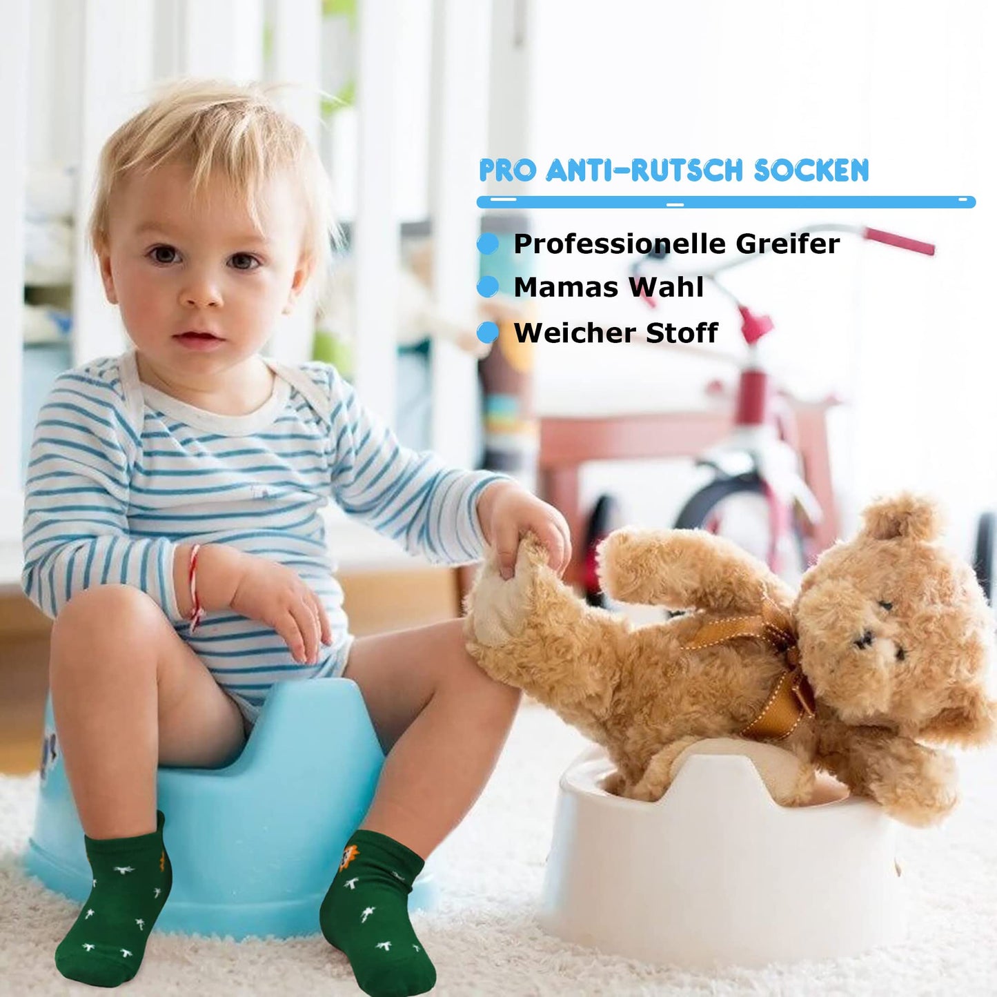 GRPSKCOS Stoppersocken Kinder 12 Paar ABS Socken Rutschfeste Socken Kleinkind Antirutschsocken für 1-7 Jahre Jungen Mädchen
