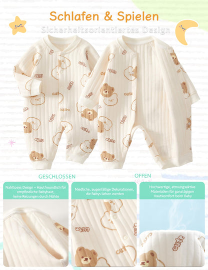 Neugeborener Unisex Strampler, Langarm-Overall, 100 % Baumwolle, weich und bequem, für Babys, Oberbekleidung und Nachtwäsche, geeignet für alle Jahreszeiten
