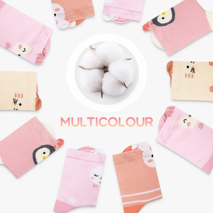 TUUHAW 10 Paar Kinder Socken für Mädchen und Jungen Socken Mit Motiv Schulkind Baumwolle Socken Bunt Gr. 23-38