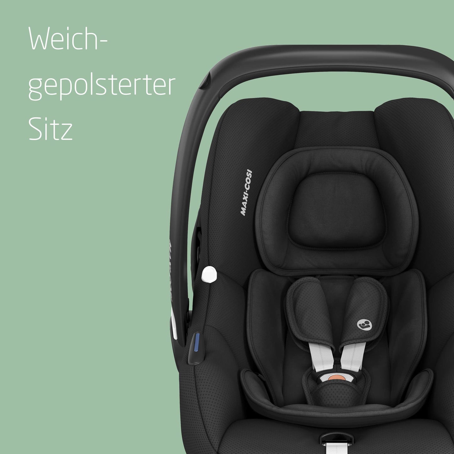 Maxi-Cosi CabrioFix i-Size, Babyschale, 0–12 Monate, max. 12 kg, leichter i-Size Kindersitz (3,2 kg), Sonnenverdeck, gepolsterter Sitz, für viele Maxi-Cosi Kinderwagen, Essential Green - Meloni2