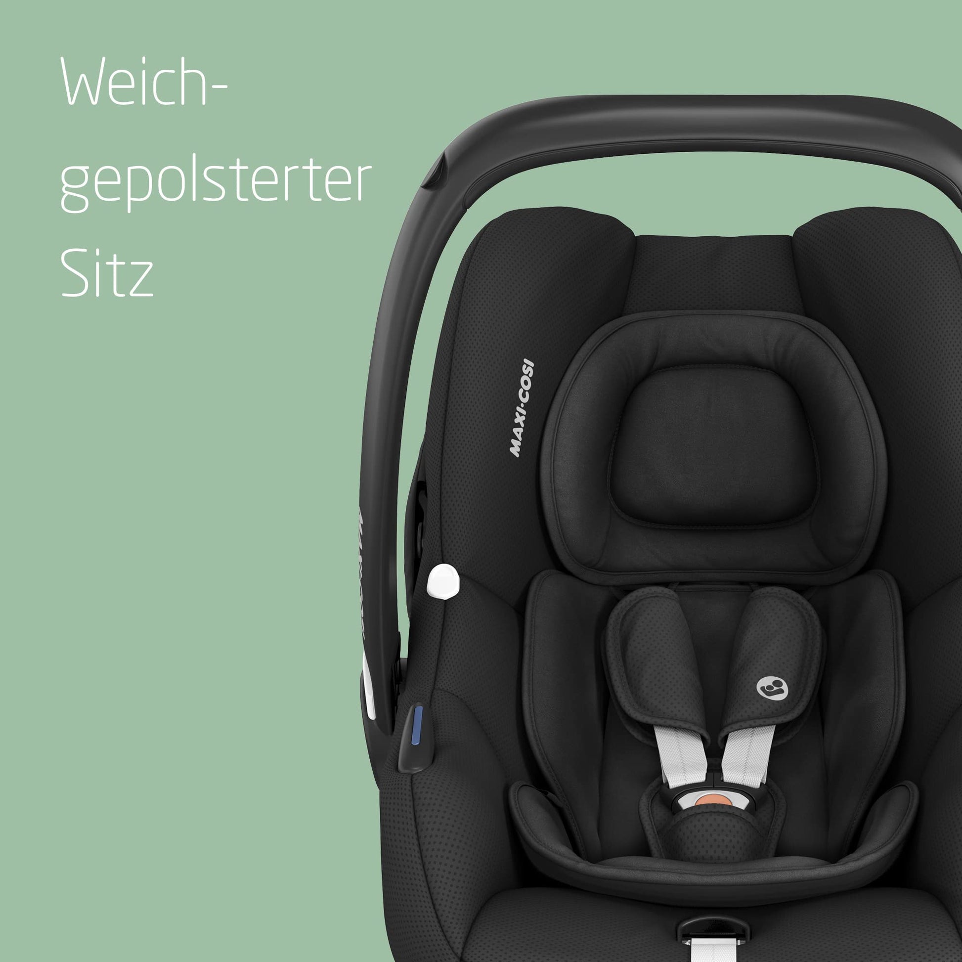 Maxi-Cosi CabrioFix i-Size, Babyschale, 0–12 Monate, max. 12 kg, leichter i-Size Kindersitz (3,2 kg), Sonnenverdeck, gepolsterter Sitz, für viele Maxi-Cosi Kinderwagen, Essential Green - Meloni2