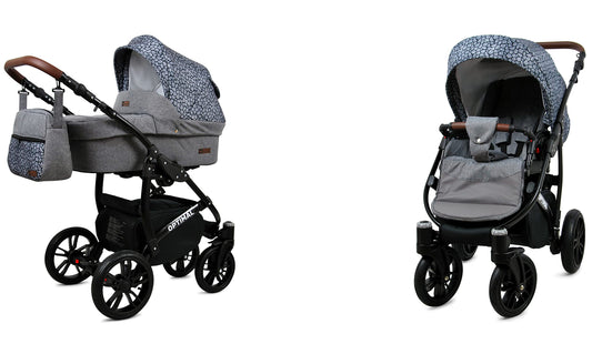 BabyLux® Kinderwagen Set 4 in 1 - Optimal - incl. Babywanne, Buggy Sportsitz, Auto-Babyschale, ISOFIX-Basisstation - Autositz - Kinderwagenset - Kombikinderwagen mit Wickeltasche usw.
