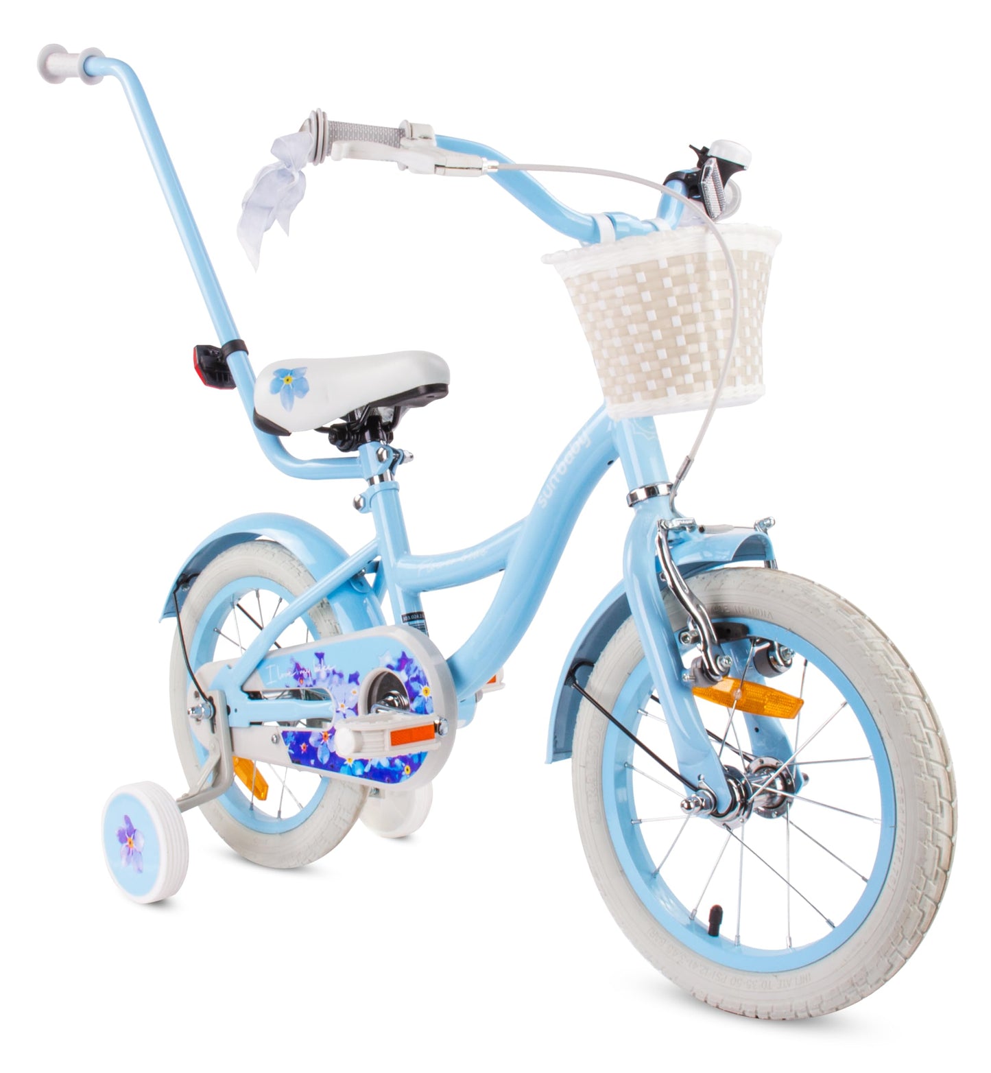 sun baby Mädchenfahrrad Flower Bike Radgröße zur Auswahl, mit Abnehmbarer Schubstange, Kinderfahrrad für Mädchen von 2 bis 6 Jahre
