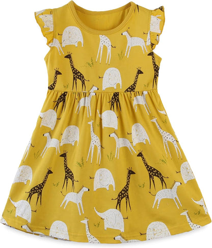TEDD Mädchen Kleider Kurzarm Einhorn Blumen Sommerkleid Baumwolle Kleid Geburtstag Party Mädchenkleid Gr. 92-122