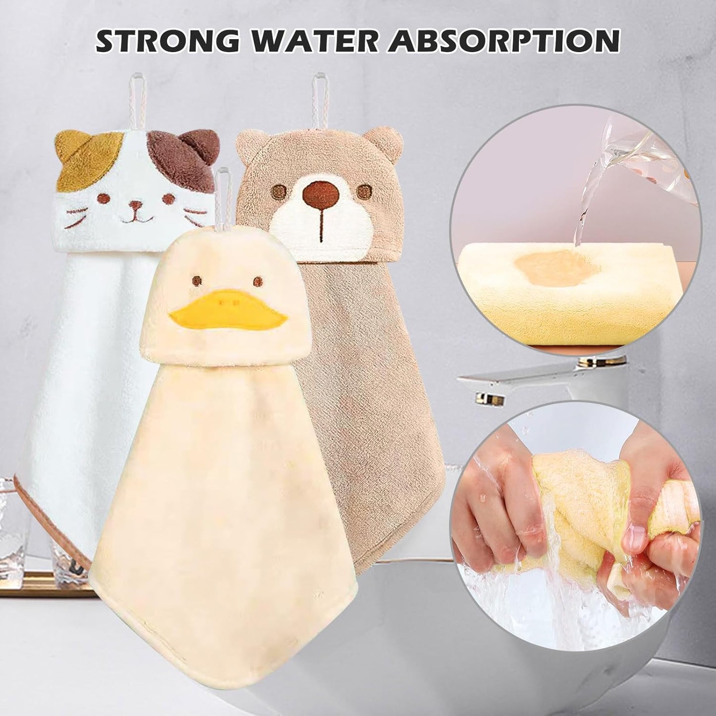 Vegena 5 Stück Kinder Handtücher Set, Waschlappen Kinder Korallenvlies Kinderhandtuch Kleine Waschlappen Baby Handtücher Süße Tiere Handtuch Kinder Personalisiert Hand Towel Kinderwaschlappen