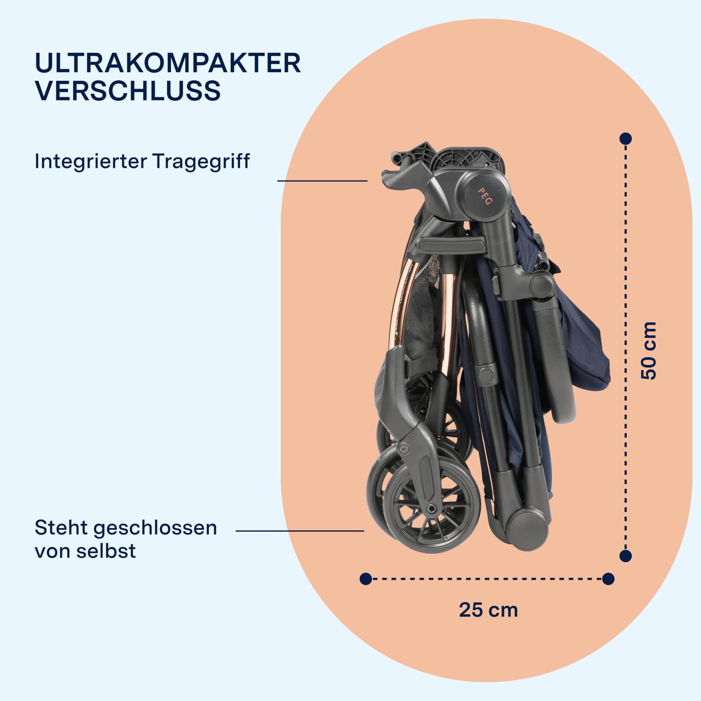 PEG Leichter Buggy Volo mit Regenschutz, Handgepäckgröße, Flugzeuggeeignet, Kompakt, Ab Geburt bis 22 kg, Reisetasche Inklusive, Malva