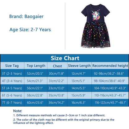 Baogaier Kleid Mädchen Pailletten Tüll Kleider Baumwolle Sommerkleid Sommer Frühling T-Shirt Tüllkleid Kinderkleid Gr. 92-122