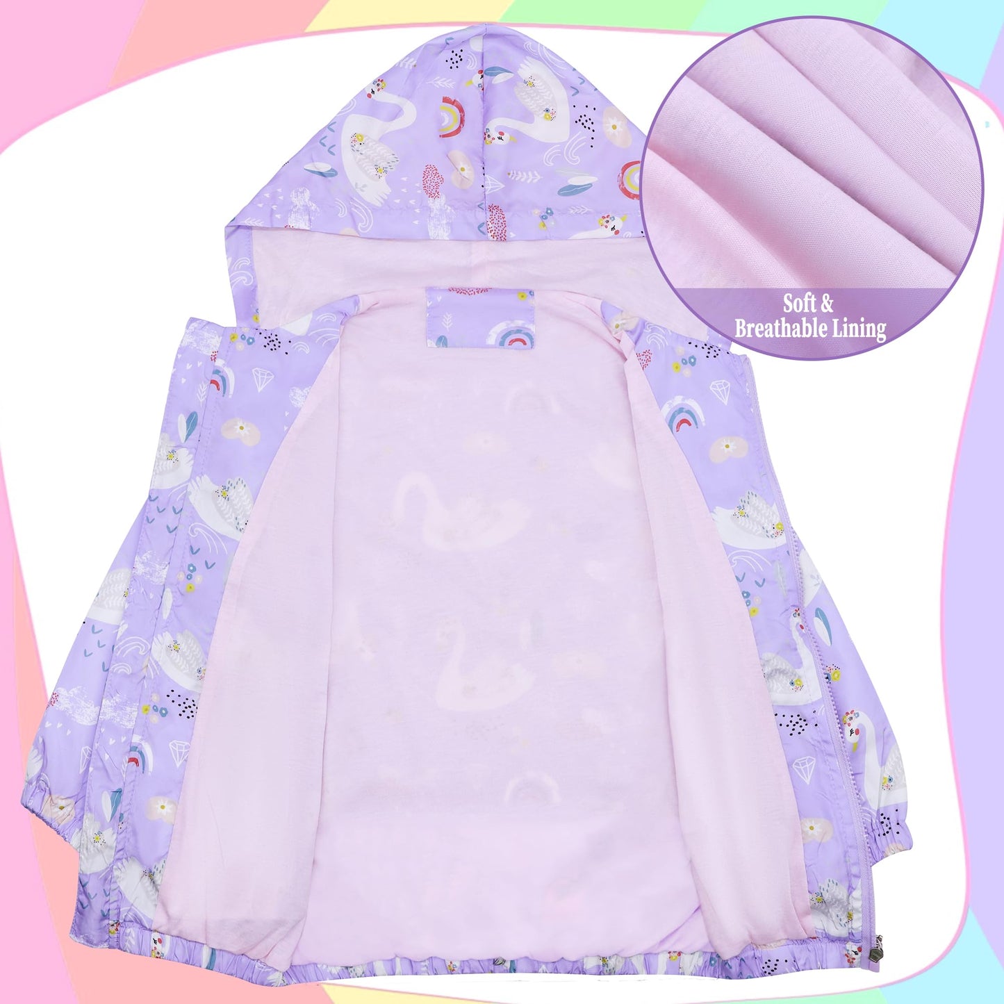 JinBei Jacken Mädchen Jacke Baby Kinder Kapuzen Sweatjacke Kapuzenjacke Cartoon Aufdruck Winddicht Mantel Windjacke Übergangsjack Frühling Herbst Outwear Softshelljacke Regenjacken 1-7 Jahre