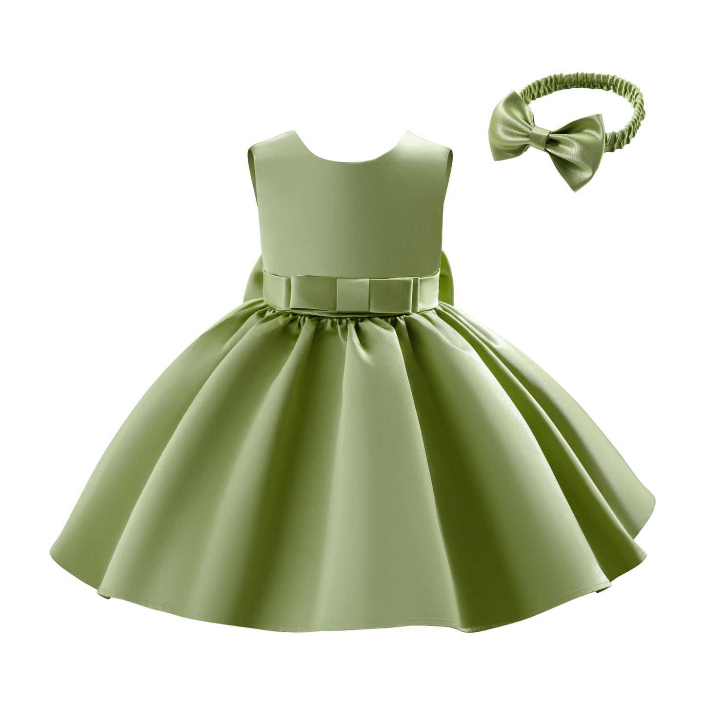 Baby Mädchen Kleid Satin Bowknot A-Linie Taufe Kleid Ärmellos Kleinkind Prinzessin Geburtstag Kleider Kinder Hochzeit Blumenmädchen Kleid Festliche Party Kleid