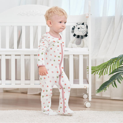 Neugeborenes Baby Jungen Mädchen Strampler mit Fuß Baby Schlafanzug Einteilige Lange Ärmel Overall Säuglings Frühling Herbst Body, 3er-Pack