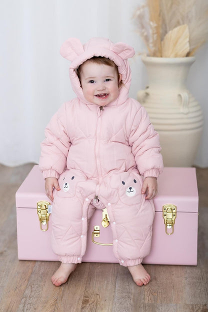 JiAmy Baby Snowsuit, Baby Boys Girls Winter Jumpsuit Romper Newborn Snow Overall 0-12 Months