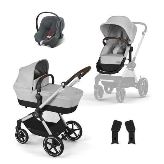 CYBEX Gold Kinderwagen EOS 2-in-1, Reisesystem, Ab Geburt bis 22 kg (ca. 4 Jahre), Lava Grey