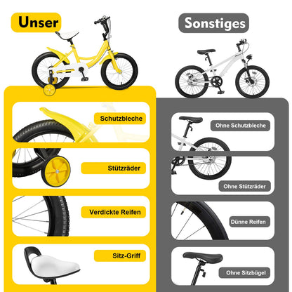 HUSPOO 16 Zoll Kinderfahrrad, Kinderfahrrad für Jungen und Mädchen Kinder, Anfänger Fahrrad Kinderfahrrad Radfahren mit Stabilisatoren und Korb, geeignet für Kinder im Alter von 5-8 Jahren - Meloni2