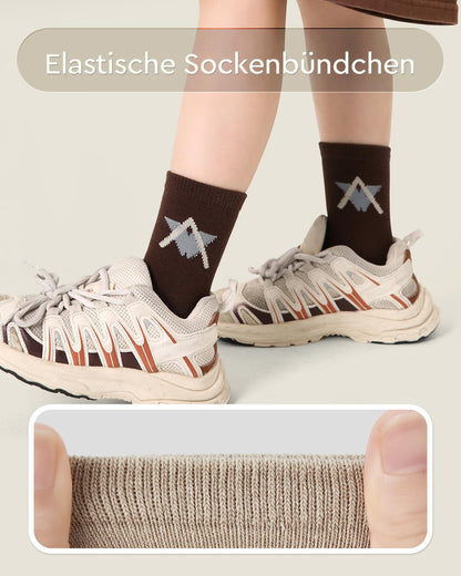 Kyopp 10 Paar Socken Kinder Mädchen und Jungen Klassisch Socken Lustig Cotton Socken Crew Socks Winter/Sommer