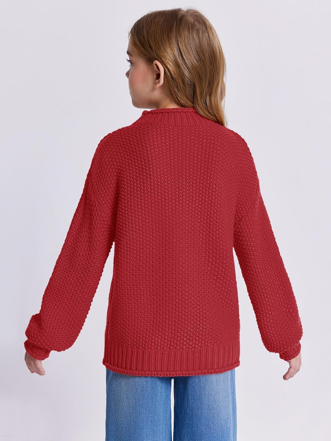Wenrine Mädchen Pullover Winter Rollkragen Strickpullover Langarm Gestrickt Casual 5-14 Jahre