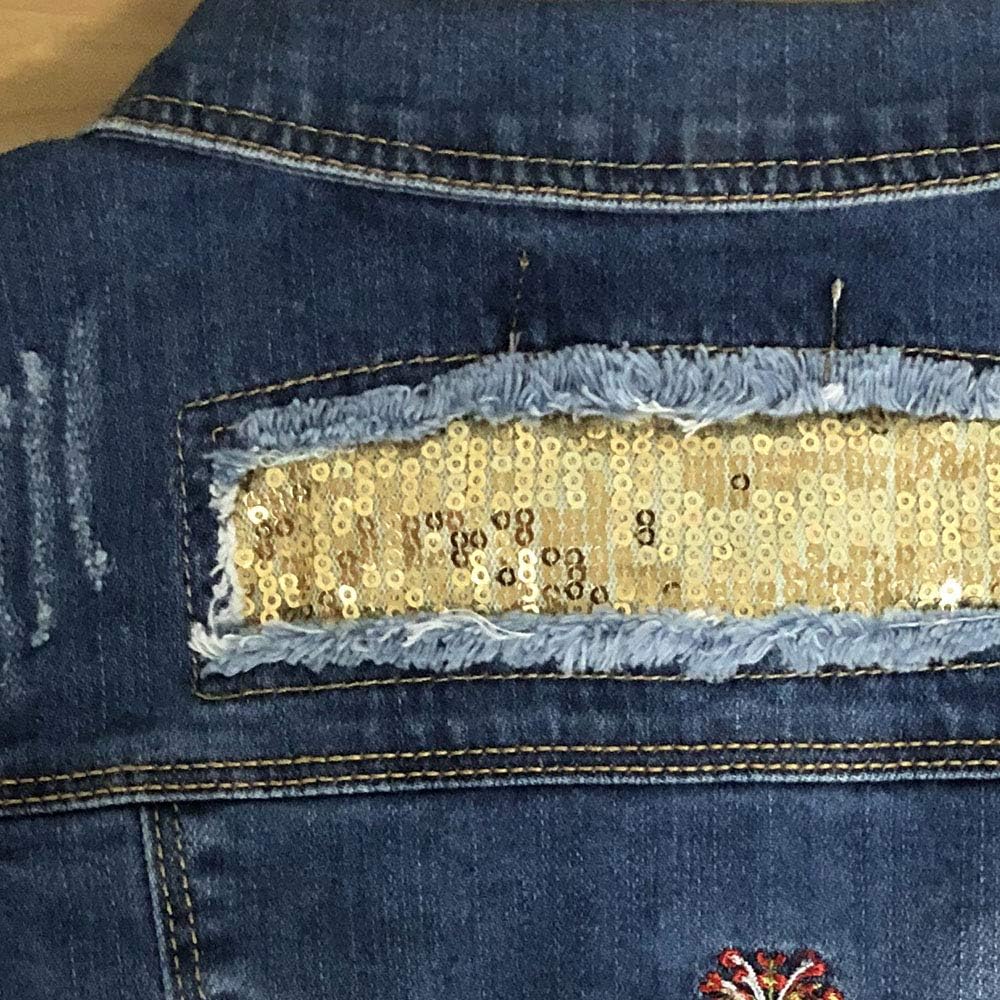 Peacolate 2-11 Jahre kleine Mädchen Stickerei Pailletten Schmetterling Mäntel Jeansjacke