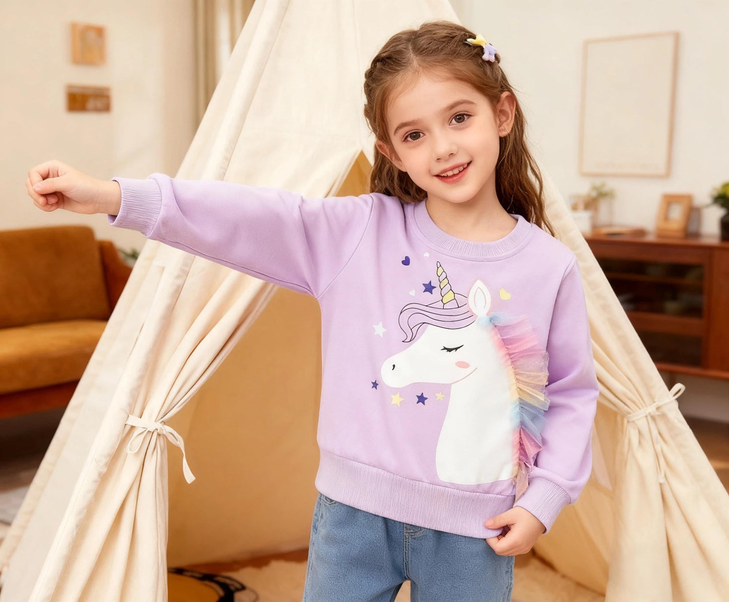 Sweatshirt Mädchen Pullover Kinder Mädchen Baumwolle Langarm Shirt Einhorn Bunny Warm Tops 2-8 Jahre Größe 92 98 104 110 116 122 128
