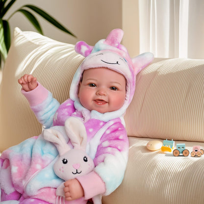 BABESIDE Baby Puppe - 43 cm / 17 Zoll Mädchen Babypuppen mit Stoffkörper - Babypuppe Mit Bezauberndem Outfit, Schnuller Und Babyflasche Als Geschenk FüR Kinder Ab 2 Jahren
