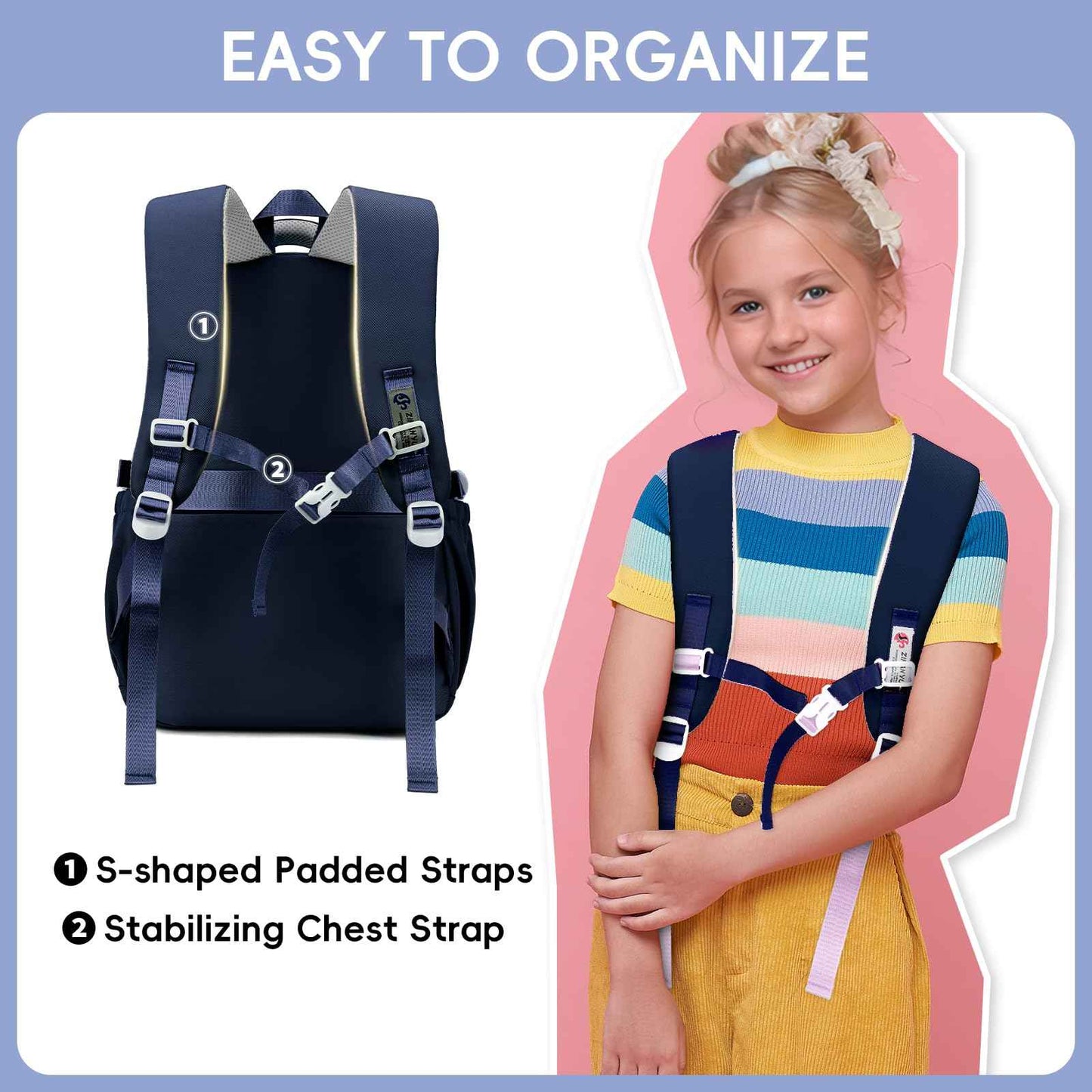School Backpack Teenager - 36L School Bag for Girls from 5th Grade, Large Backpack for Middle and High School, Casual Children's Backpack with Cute Pendant and Trolley Strap, black, Rucksack