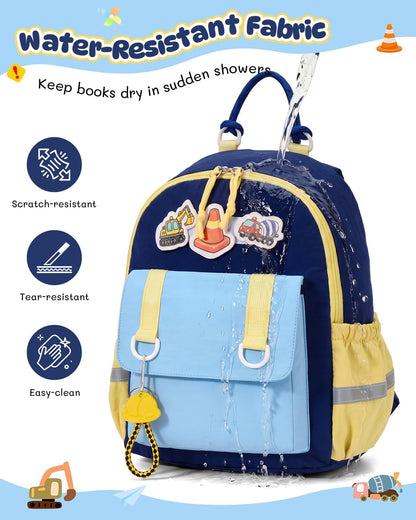 PROTAURI Kindergartenrucksack Mädchen 3-7 Jahre 11.6L Katze Hase, Rosa | mit Brustgurt reflektierend wasserabweisend leicht atmungsaktiv ergonomisch DIN A4 3D Patches 3D Tier Design